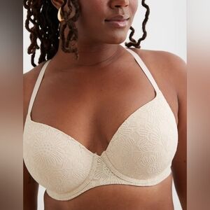 Aerie Cream Floral Lace Bra